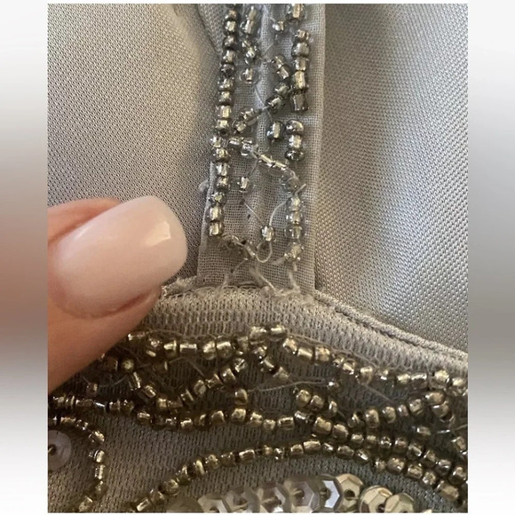 Sue Wong Platinum Beaded Long Formal Dress Gown Womens Size 4 - Picture 10 of 10